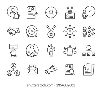 set of job seach icons ,such as work, career, traning, business, skill, meeting, people