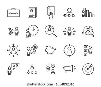 set of job seach icons ,such as work, career, traning, business, skill, meeting, people