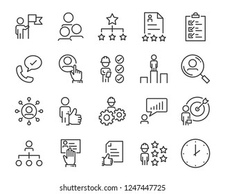 Reihe von Symbolen für die Arbeitssuche, wie Arbeit, Karriere, Ausbildung, Business, Qualifikation,