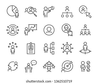 set of job search icons ,such as work, career, training, business, skill, meeting, people