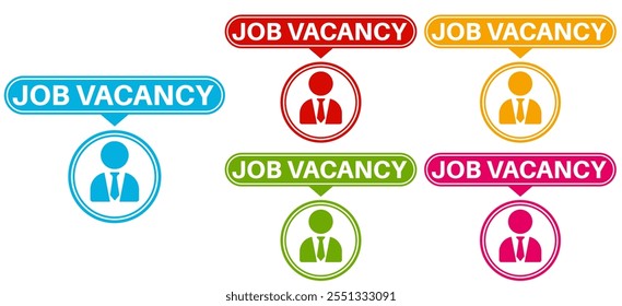 Set job vacancy banner icon. We are hire jobs sign labels sticker design template vector illustration