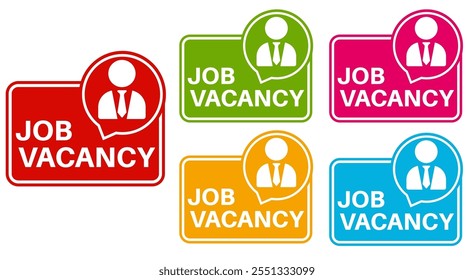 Set job vacancy banner icon. We are hire jobs sign labels sticker design template vector illustration