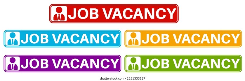 Set job vacancy banner icon. We are hire jobs sign labels sticker design template vector illustration