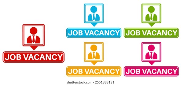 Set job vacancy banner icon. We are hire jobs sign labels sticker design template vector illustration