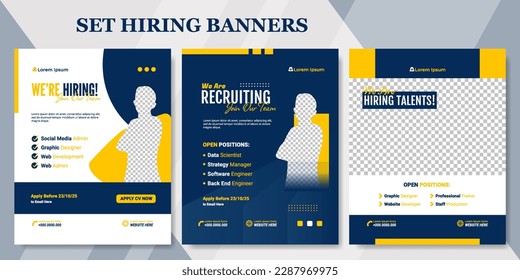 Set job vacancy poster. Hiring job vacancy design template. Bundle poster, flyer, brochure, cover, layout for business