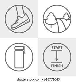 Set of jogging or running vector thin line icons EPS10