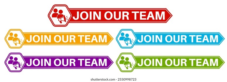 set join our team icon sign. Hiring recruitment label template design vector illustration