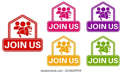 set join us icon sign. membership banner labels design vector illustration