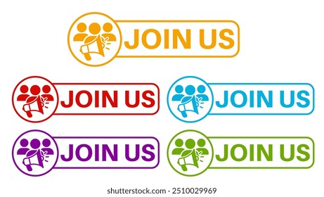 set join us icon sign. membership banner labels design vector illustration