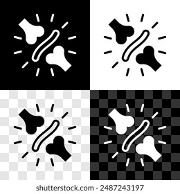 Set Joint pain, knee pain icon isolated on black and white, transparent background. Orthopedic medical. Disease of the joints and bones, arthritis.  Vector