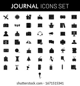 Set of Journal icon in black and white color.