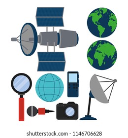 Set of journalism devices icons