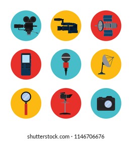 Set of journalism devices icons