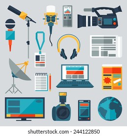 Set Journalism Icons Mass Media Press Stock Vector (Royalty Free ...