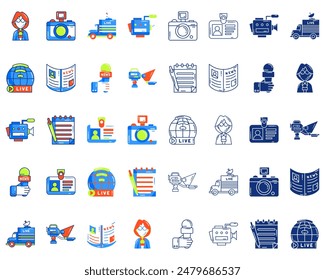 set of journalism vector icon illustration isolated on white background