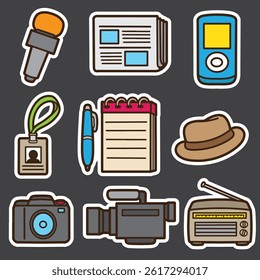 set of journalist good for sticker, icon, element design, badge, etc
