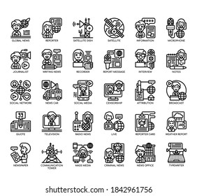 Set of journalist thin line and pixel perfect icons for any web and app project. 