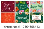 A set of 'Joyeux Noël' Christmas cards. French Language Christmas cards or web banners.