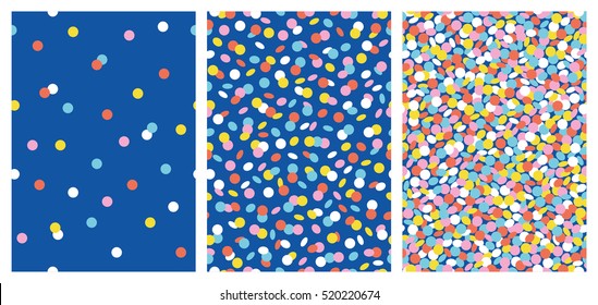 Set of joyful seamless pattern with colorful confetti. Vector illustration.