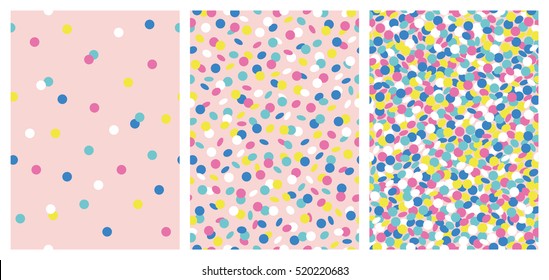 Set of joyful seamless pattern with colorful confetti. Vector illustration.