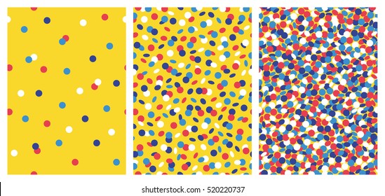 Set of joyful seamless pattern with colorful confetti. Vector illustration.