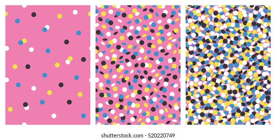 Set of joyful seamless pattern with colorful confetti. Vector illustration.