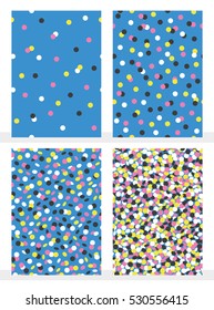 Set of joyful seamless pattern with colorful confetti. Vector illustration.
