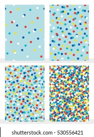 Set of joyful seamless pattern with colorful confetti. Vector illustration.