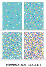 Set of joyful seamless pattern with colorful confetti. Vector illustration.