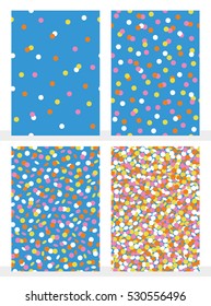 Set of joyful seamless pattern with colorful confetti. Vector illustration.