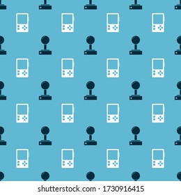 Set Joystick for arcade machine and Portable video game console on seamless pattern. Vector