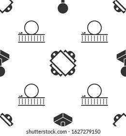 Set Joystick for arcade machine, Ticket and Roller coaster on seamless pattern. Vector