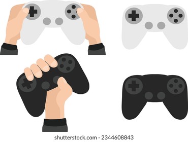 Set of Joystick Game Controller Isolated on White Background , Vector Illustration