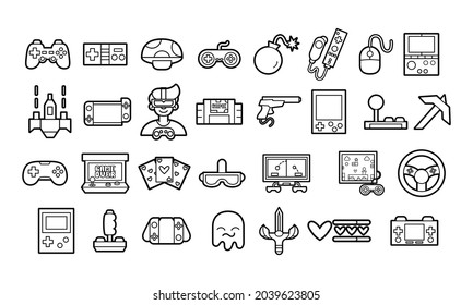 Conjunto de joysticks e iconos de arcade Vector