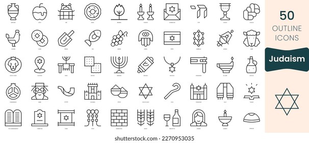 Set of judaism icons. Thin linear style icons Pack. Vector Illustration svg
