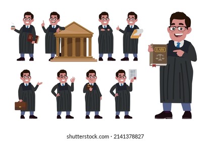 Set of judge with different poses
