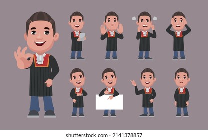 Set of judge with different poses
