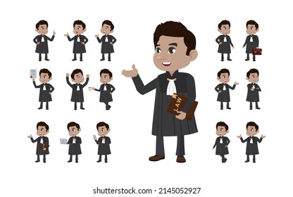Set of judge with different poses

