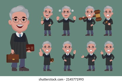 Set of judge with different poses
