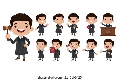 Set of judge with different poses
