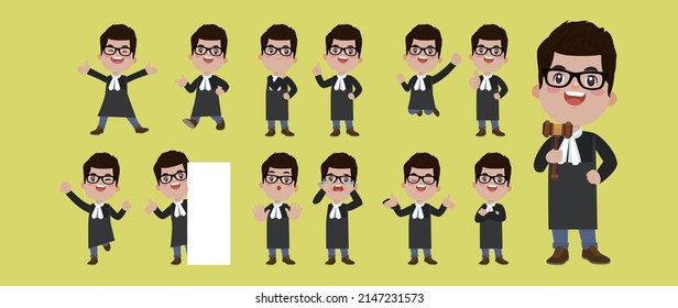 Set of judge with different poses
