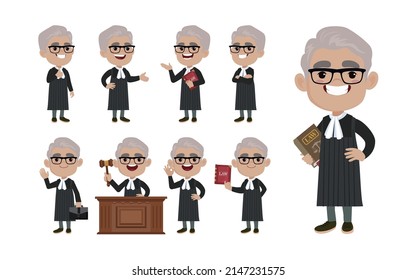 Set of judge with different poses
