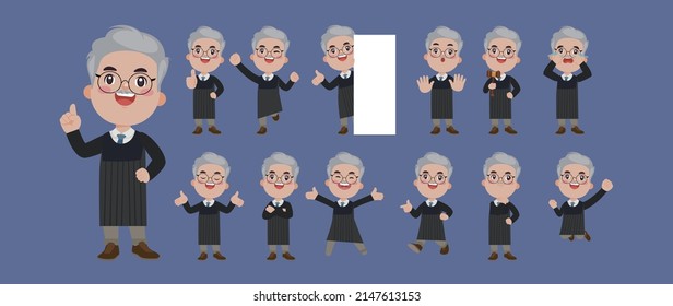Set of judge with different poses
