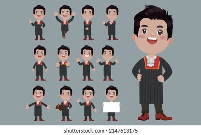 Set of judge with different poses
