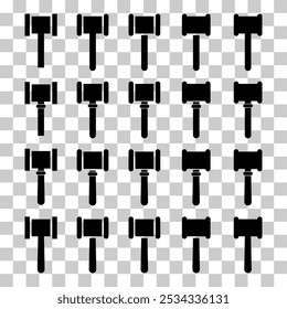 Set of Judge hammer icon, law auction symbol, justice sign vector illustration button .