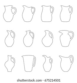 Set of jugs, vector illustration