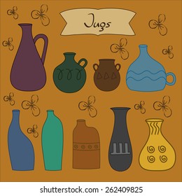 Set of jugs. Vector illustration. EPS 8