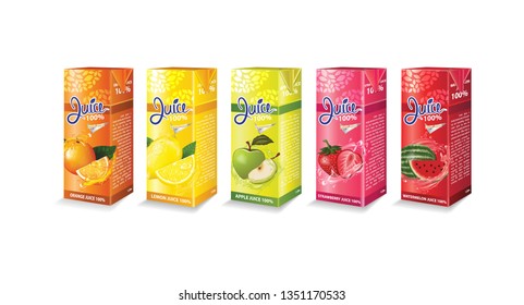 Set of juice box package vector illustration svg