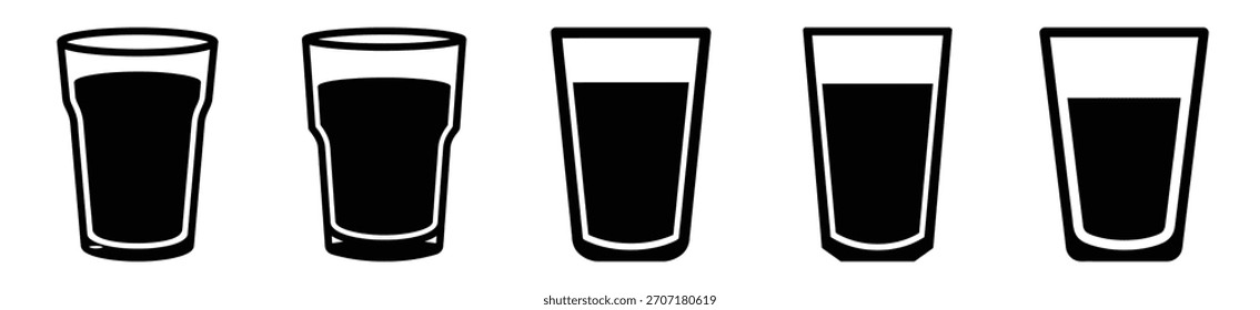 Conjunto de Ilustración vectorial de icono de vidrio de jugo aislado sobre fondo blanco
