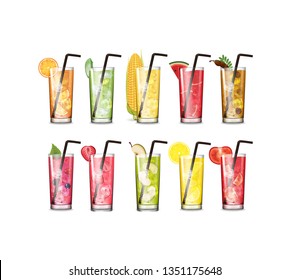 Set of juice glass vector illustration